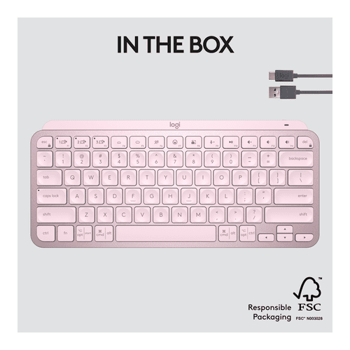 Logitech MX Keys Mini Minimalist Wireless Illuminated Keyboard (Rose)