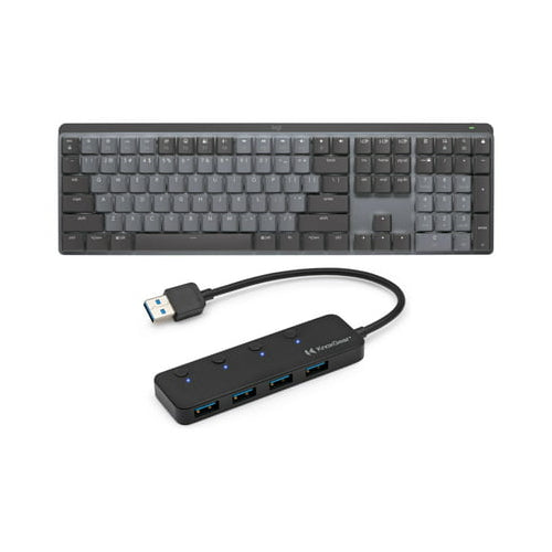Logitech MX Mechanical Wireless Illuminated Keyboard (Clicky / Graphite) with 4-Port 3.0 USB Hub