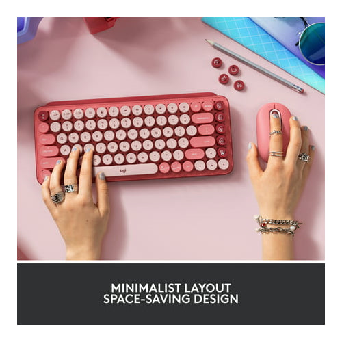 Logitech POP Keys Wireless Mechanical Keyboard with Emoji Keys Heartbreaker Rose