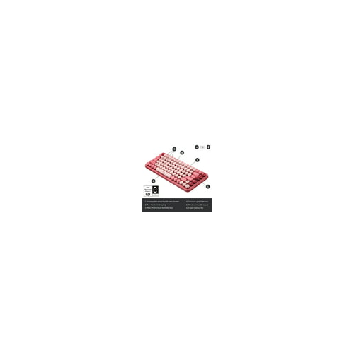 Logitech POP Keys Wireless Mechanical Keyboard with Emoji Keys Heartbreaker Rose