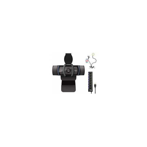 Logitech C920S Pro HD Webcam Bundle with USB Hub and Ring Light Bundle