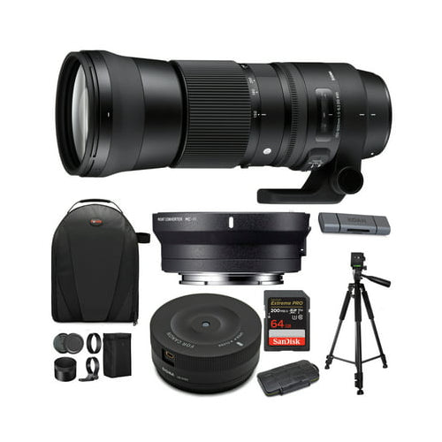 Sigma 150-600mm f/5-6.3 DG OS HSM Contemporary Lens for Canon EF with MC-11 Mount Converter Bundle