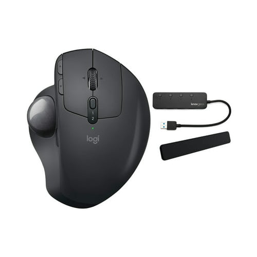 Logitech MX ERGO Advanced Wireless Trackball with MX Palm Rest and Knox Gear 4-Port USB 3.0 Hub