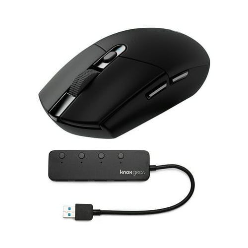 Logitech G305 Lightspeed Wireless Gaming Mouse (Black) with 4 Port USB 3.0 HUB