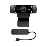 Logitech C922 Pro Stream 1080p Webcam with Knox 4-Port USB 3.0 Hub
