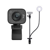 Logitech StreamCam Plus Webcam with Tripod (Graphite) and Webcam Stand with Selfie Ring Light