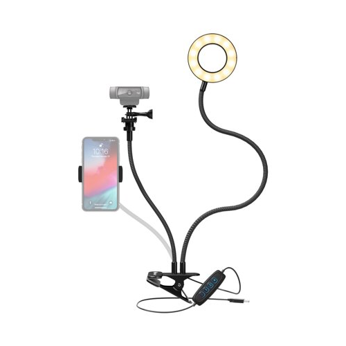 Logitech StreamCam Plus Webcam with Tripod (Graphite) and Webcam Stand with Selfie Ring Light