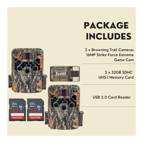 Browning Trail Cameras Strike Force Extreme 16 MP Game Camera (2-Pack) Bundle