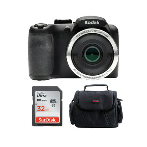 Kodak PIXPRO AZ252 Astro Zoom 16MP Digital Camera (Black) with 32GB SD Card and Case Bundle