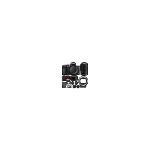 Nikon Z 50 Mirrorless Camera with Z 16-50 & 50-250 VR Lens and Adapter with 64GB Card and Accessory