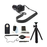 ONA Lima Leather Presidio Camera Strap (Black) with Tripod and Accessory Bundle