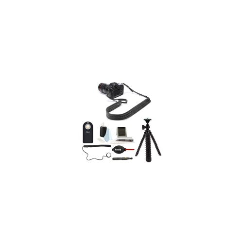 ONA Lima Leather Presidio Camera Strap (Black) with Tripod and Accessory Bundle