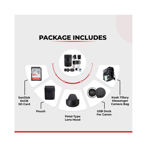 Sigma 18-35mm f/1.8 DC HSM Art Lens for Canon DSLR Cameras with 64GB SD Card and Accessory Bundle