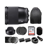 Sigma 16mm f/1.4 DC DN Contemporary Lens for Sony E Mount Cameras with Backpack Bundle