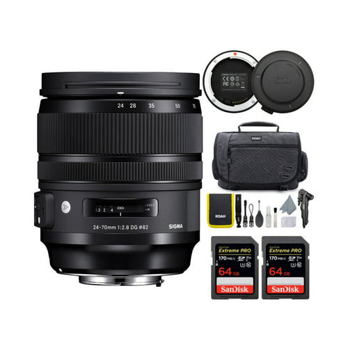 Sigma 24-70mm f/2.8 DG OS HSM ART Canon EF Lens with USB Dock, 64 SD Card and Camera Bag