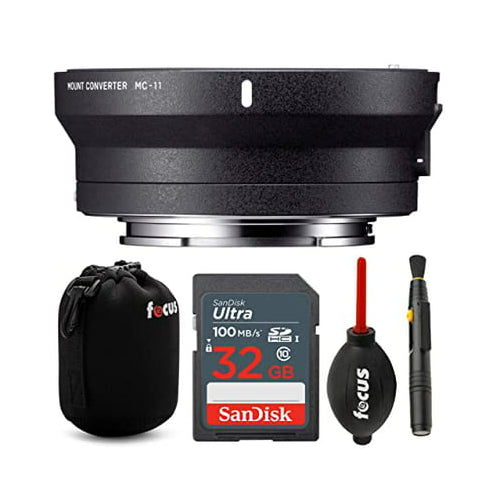 Sigma MC-11 Lens Mount Converter (Canon EF to Sony E-Mount) with 32GB SD Card and Accessory Bundle