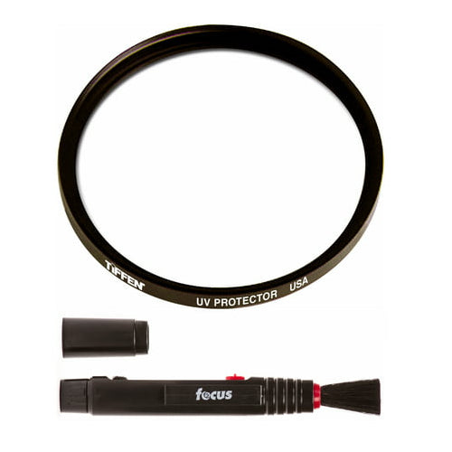 Tiffen 82mm UV Protector Lens Filter with Focus Lens Cleaning Brush Bundle