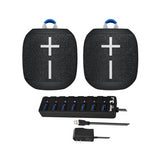 Ultimate Ears WONDERBOOM 2 Portable Bluetooth Speaker Pair (Deep Space) with Knox Gear 7-Port USBHub