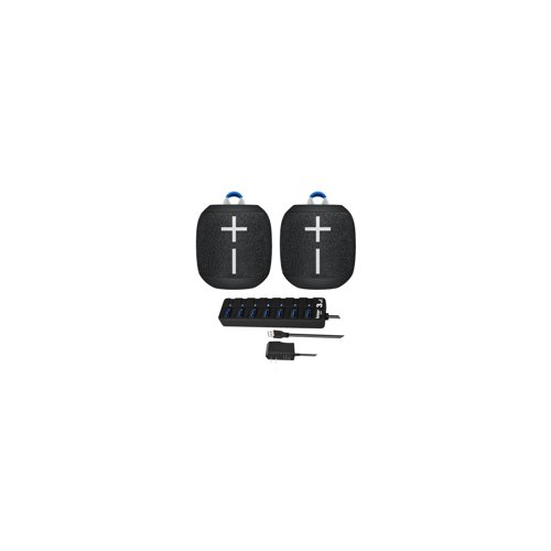 Ultimate Ears WONDERBOOM 2 Portable Bluetooth Speaker Pair (Deep Space) with Knox Gear 7-Port USBHub