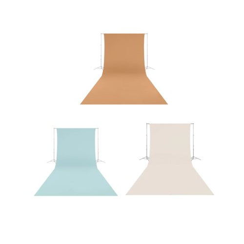 Westcott 9' x 20 Photo Backdrops 3-Pack Colors (Brown Sugar, Buttermilk White, Pastel Blue)