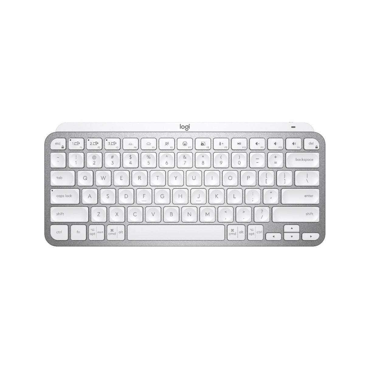 Logitech MX Keys Mini Minimalist Wireless Illuminated Keyboard (Gray) w/Bluetooth Mouse & Palm Rest