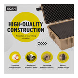 Koah Weatherproof Hard Case with Customizable Foam (28 x 17 x 7 Inch) - Tan