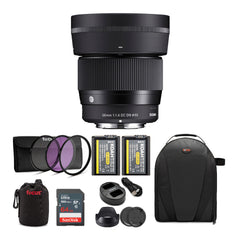 Sigma 56mm f/1.4 DC DN Contemporary Lens for Sony E-Mount Cameras Bundle