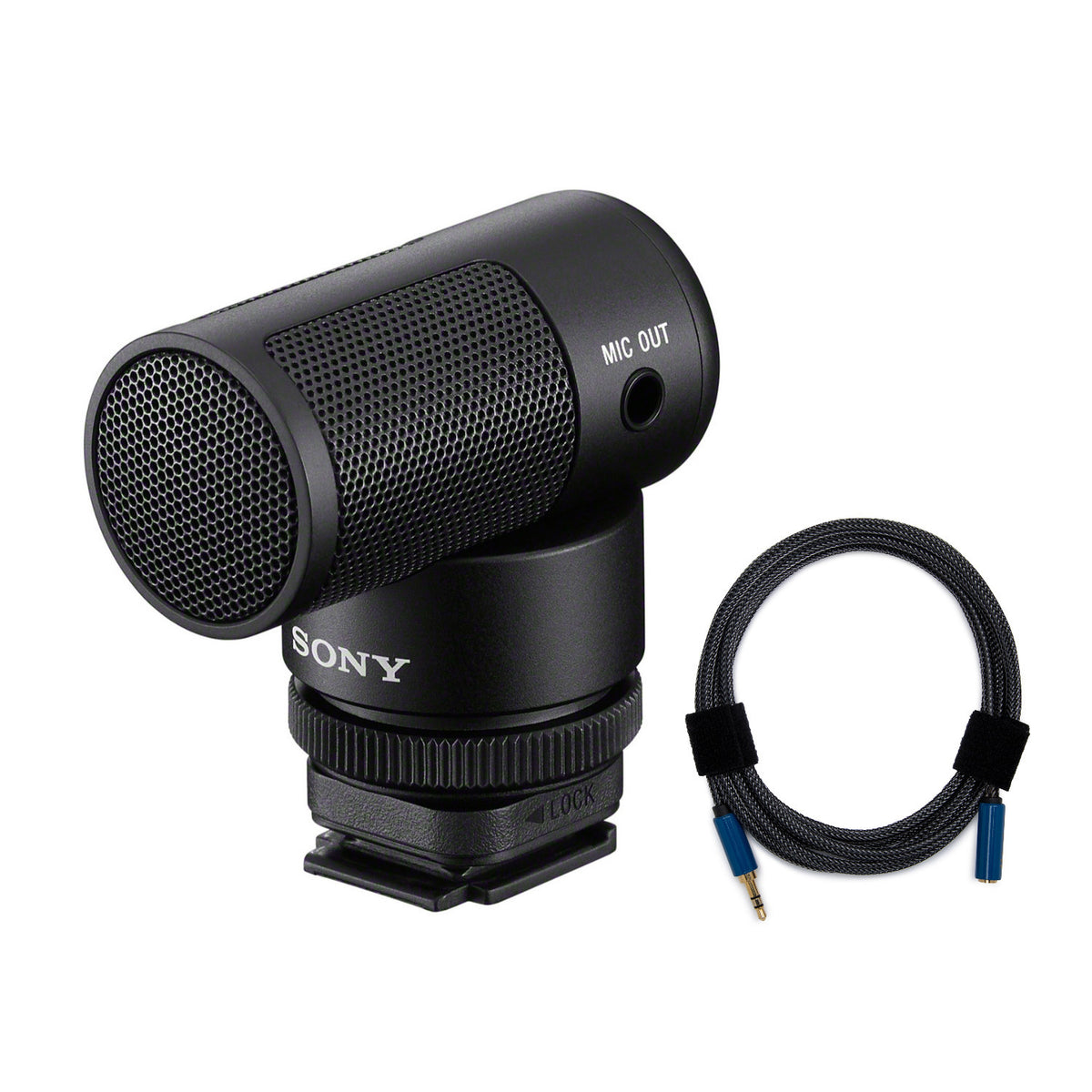Sony Vlogger Shotgun Microphone with MI Shoe and 3.5mm Male-Female Audio Cable