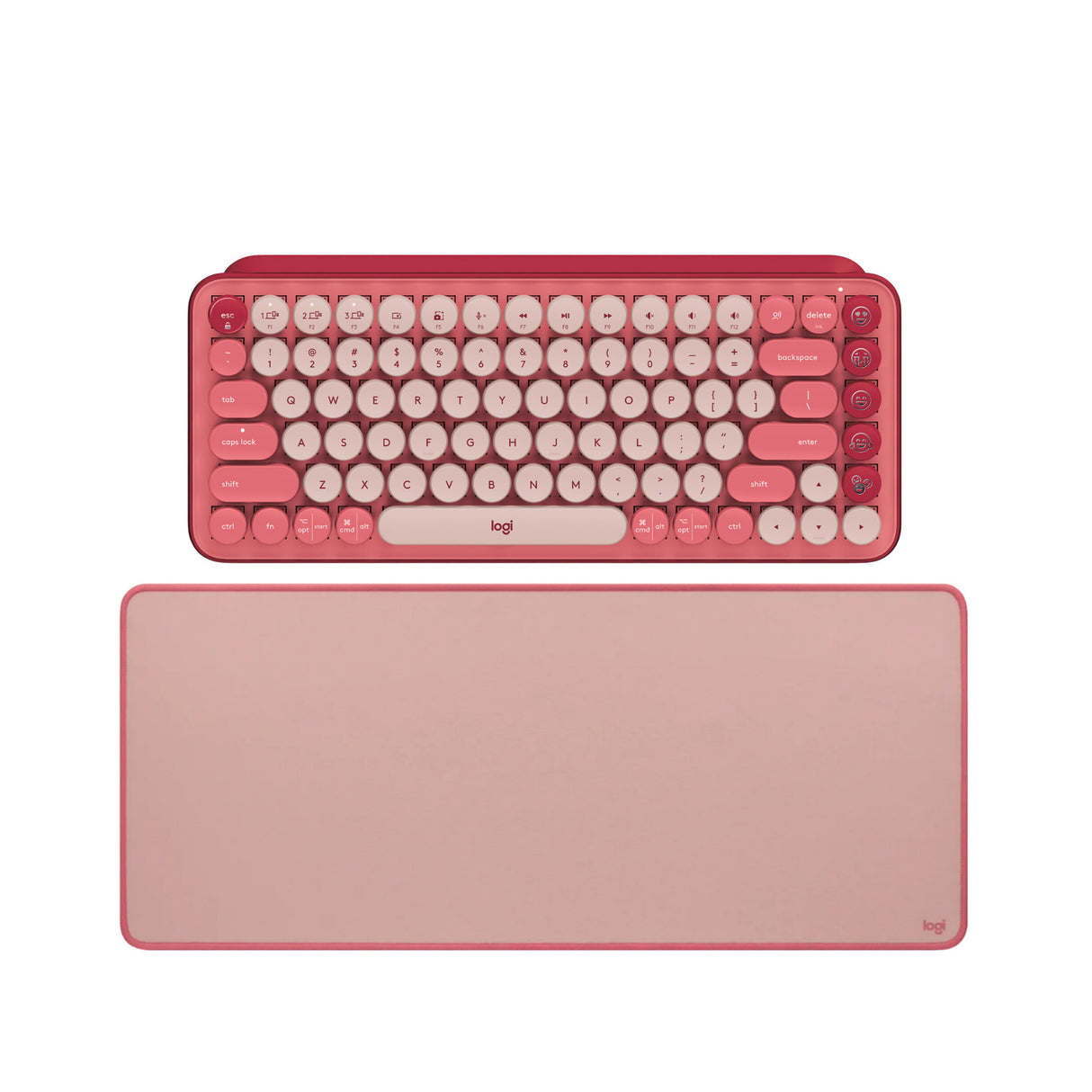 Logitech POP Keys Wireless Mechanical Keyboard with Emoji Keys Heartbreaker Rose w/Desk Mat