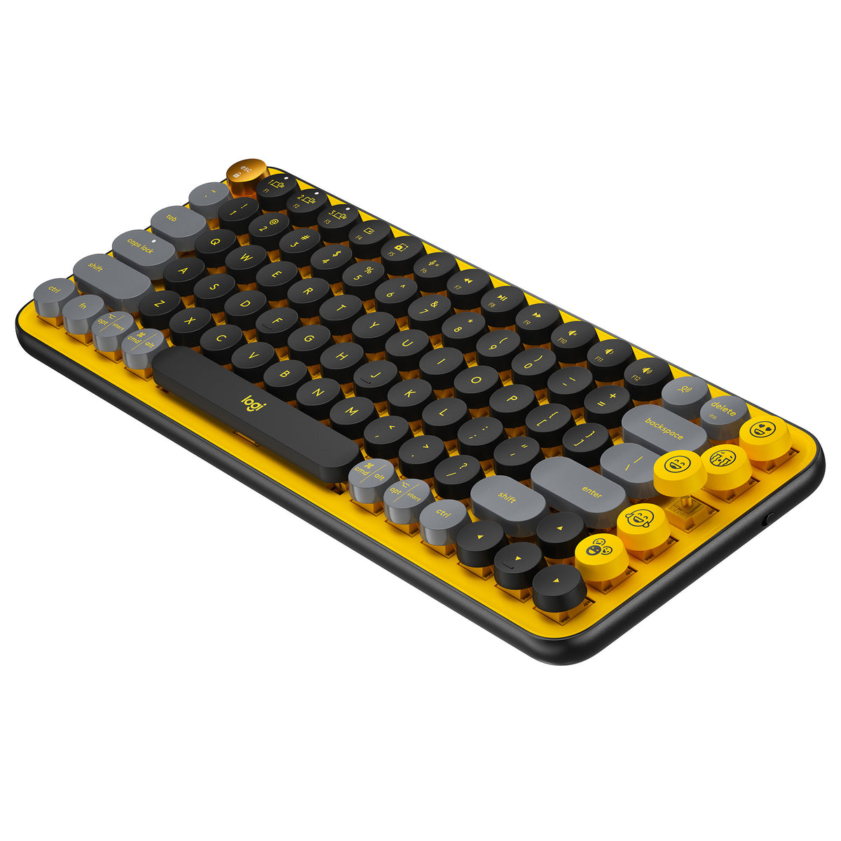 Logitech Pop Keys Wireless Mechanical Keyboard with Emoji Keys (Yellow) w/Wireless Mouse & Desk Mat