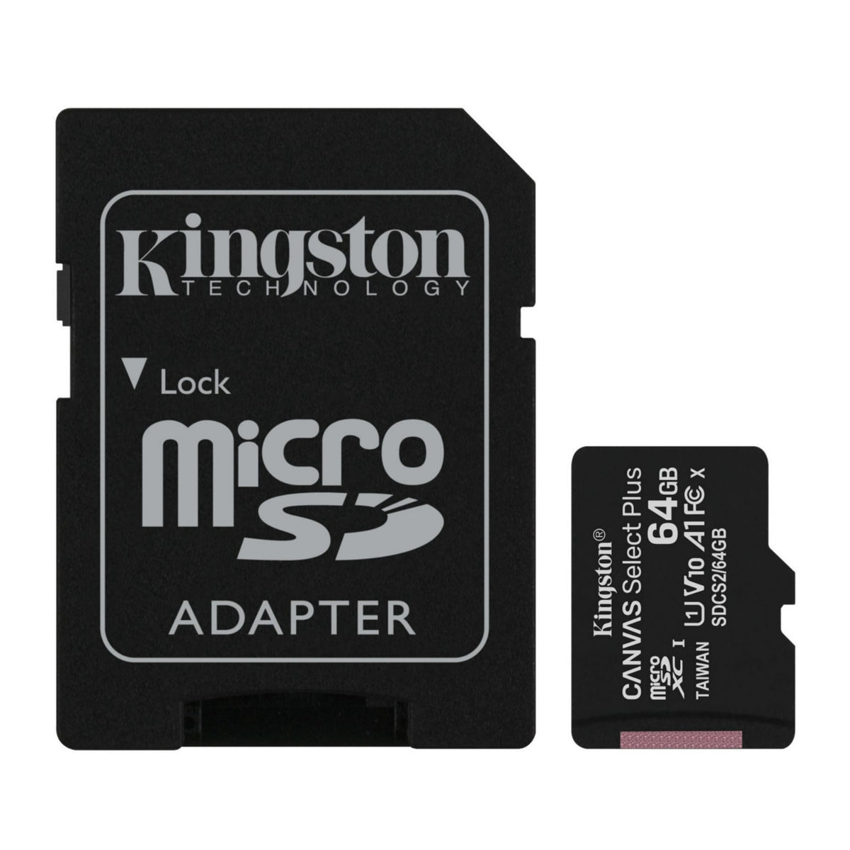 Kingston 64GB 100MB/s Read Speed Canvas Durable Select Plus UHS-I microSDXC Memory Cards (3-Pack)