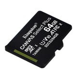 Kingston 64GB 100MB/s Read Speed Canvas Durable Select Plus UHS-I microSDXC Memory Cards (3-Pack)
