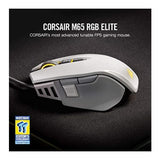 Corsair M65 RGB Elite 18,000 DPI Optical Sensor Fully Programmable Buttons Gaming Mouse (White)