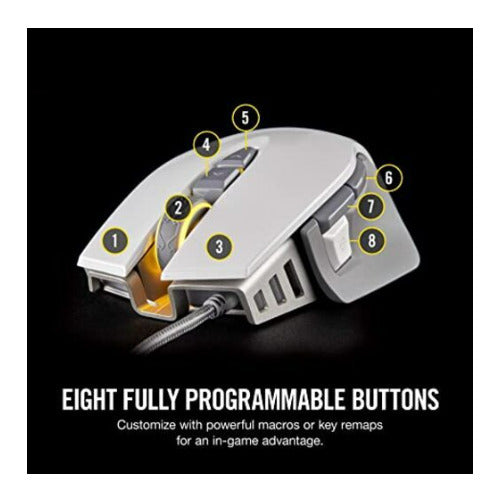 Corsair M65 RGB Elite 18,000 DPI Optical Sensor Fully Programmable Buttons Gaming Mouse (White)