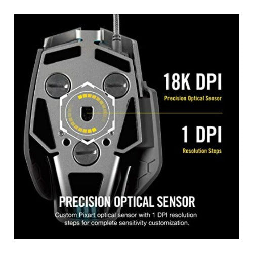 Corsair M65 RGB Elite 18,000 DPI Optical Sensor Fully Programmable Buttons Gaming Mouse (White)