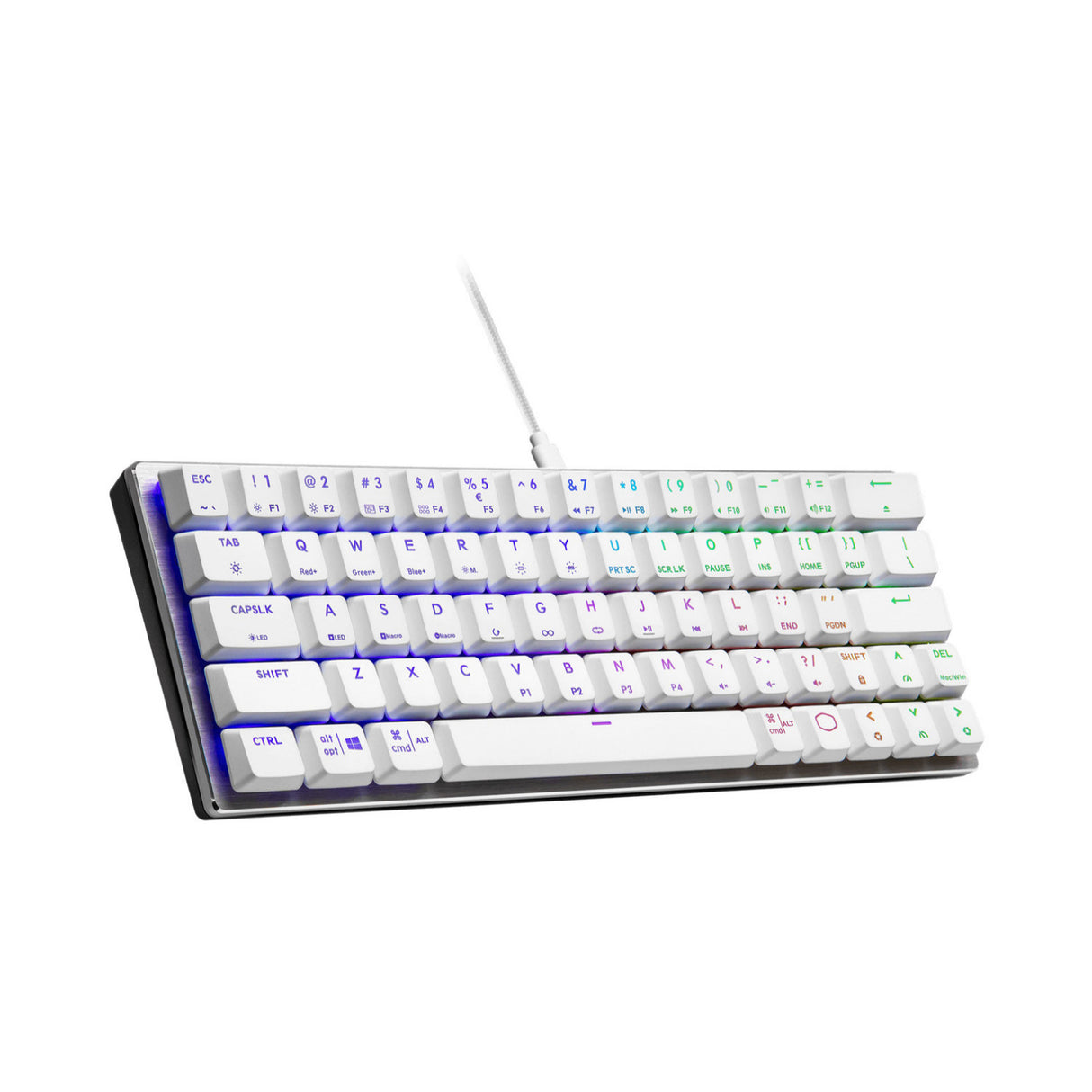 Cooler Master SK620 Wired Mechanical Low Profile Gaming Keyboard with Blue Switches (Silver White)