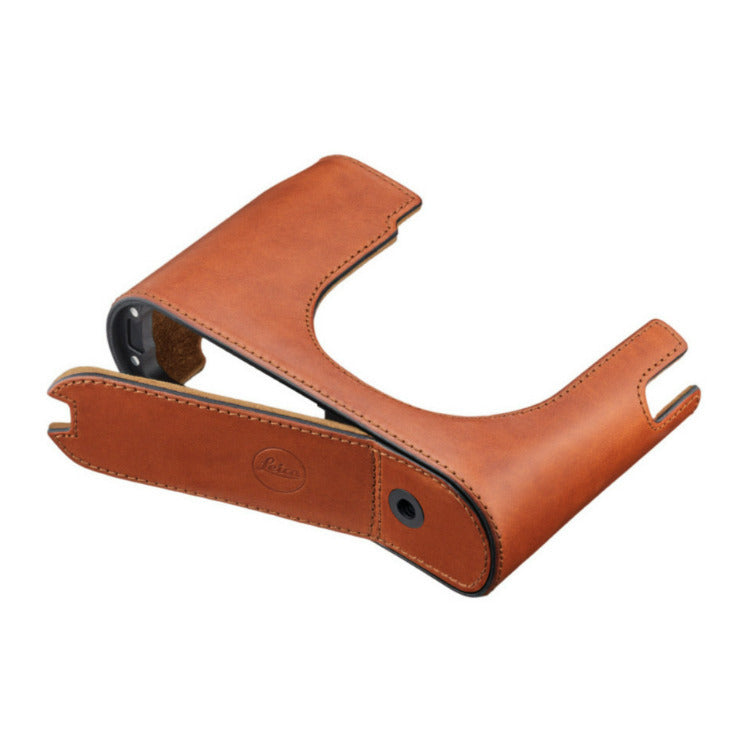 Leica Vegetable-Tanned Leather Half-Case for Q3 Camera with Additional Compartment (Cognac)