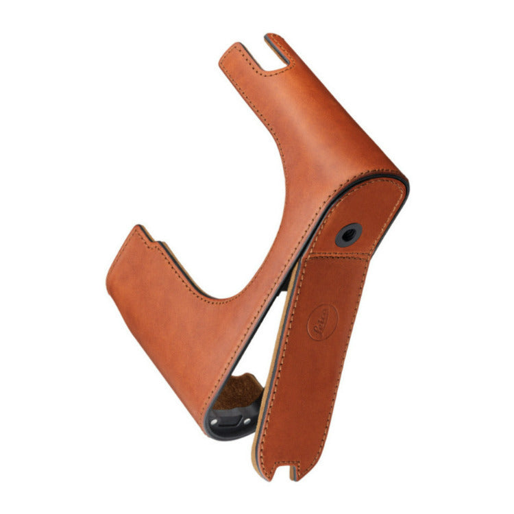 Leica Vegetable-Tanned Leather Half-Case for Q3 Camera with Additional Compartment (Cognac)