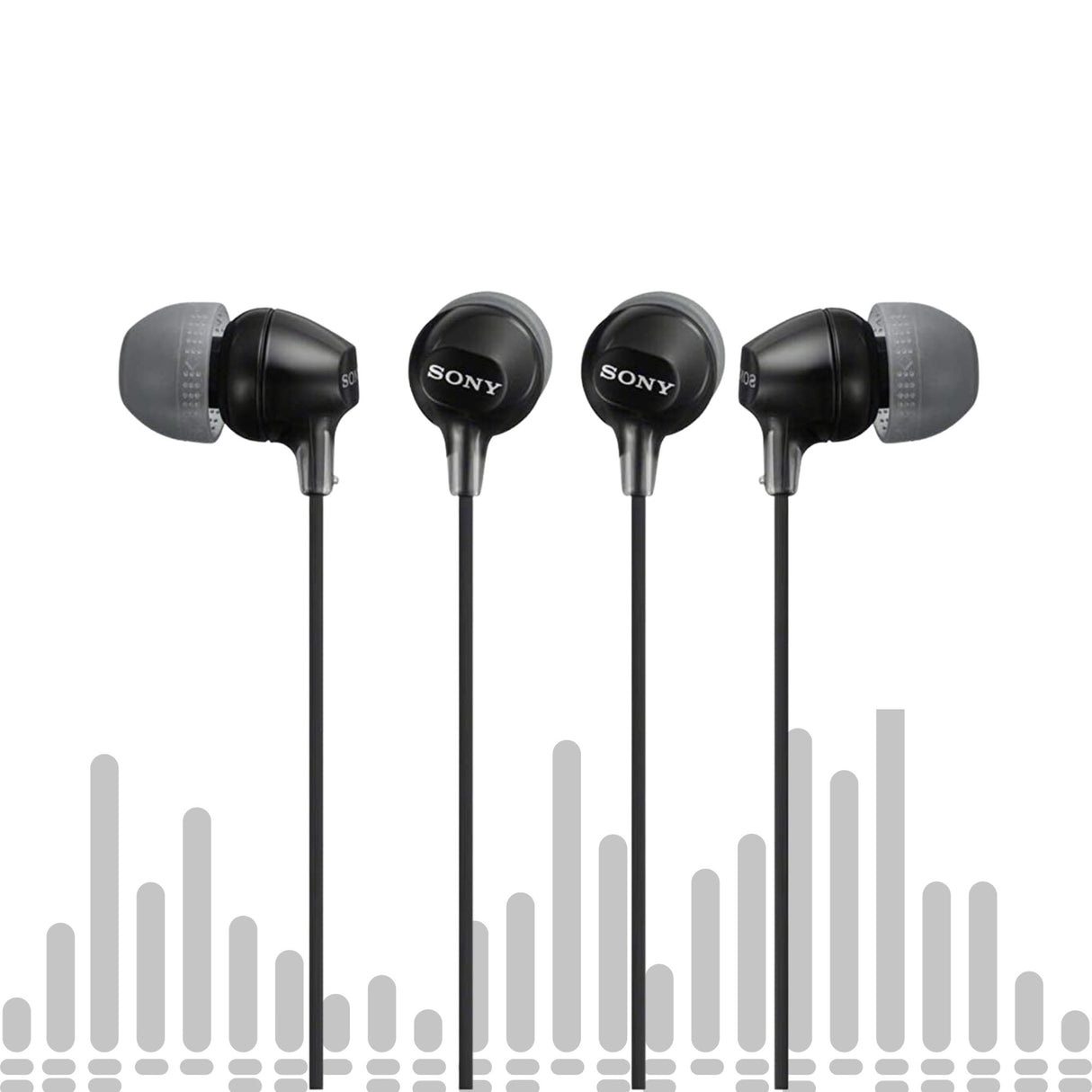 Sony MDR-EX15LP Fashion Color EX Series In-Ear Earbud Headphones (Black, 2-pack) Bundle