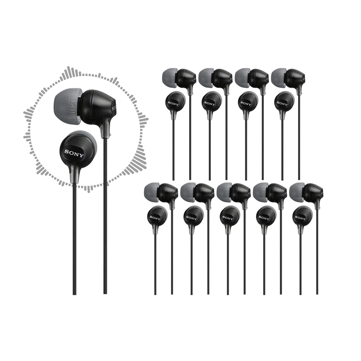 Sony MDR-EX15LP Fashion Color EX Series In-Ear Earbud Headphones (10-pack)