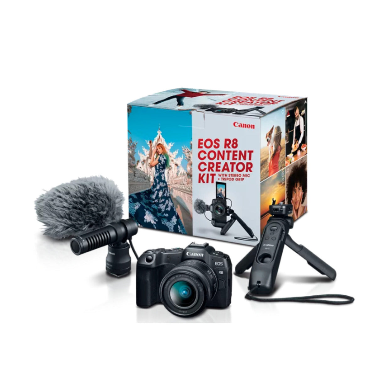 Canon EOS R8 Content Creator Kit Camera with In-Camera Compositing, Stereo Microphone and Lens Cap