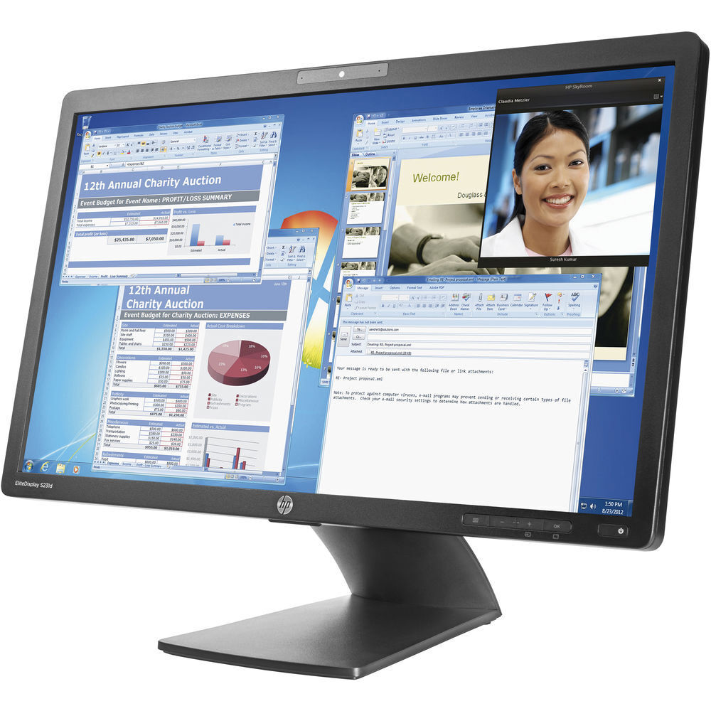 HP EliteDisplay S231D 23-Inch FHD IPS Monitor Built-in Webcam DP 1.2, USB , RJ-45 (Certified Refurb)