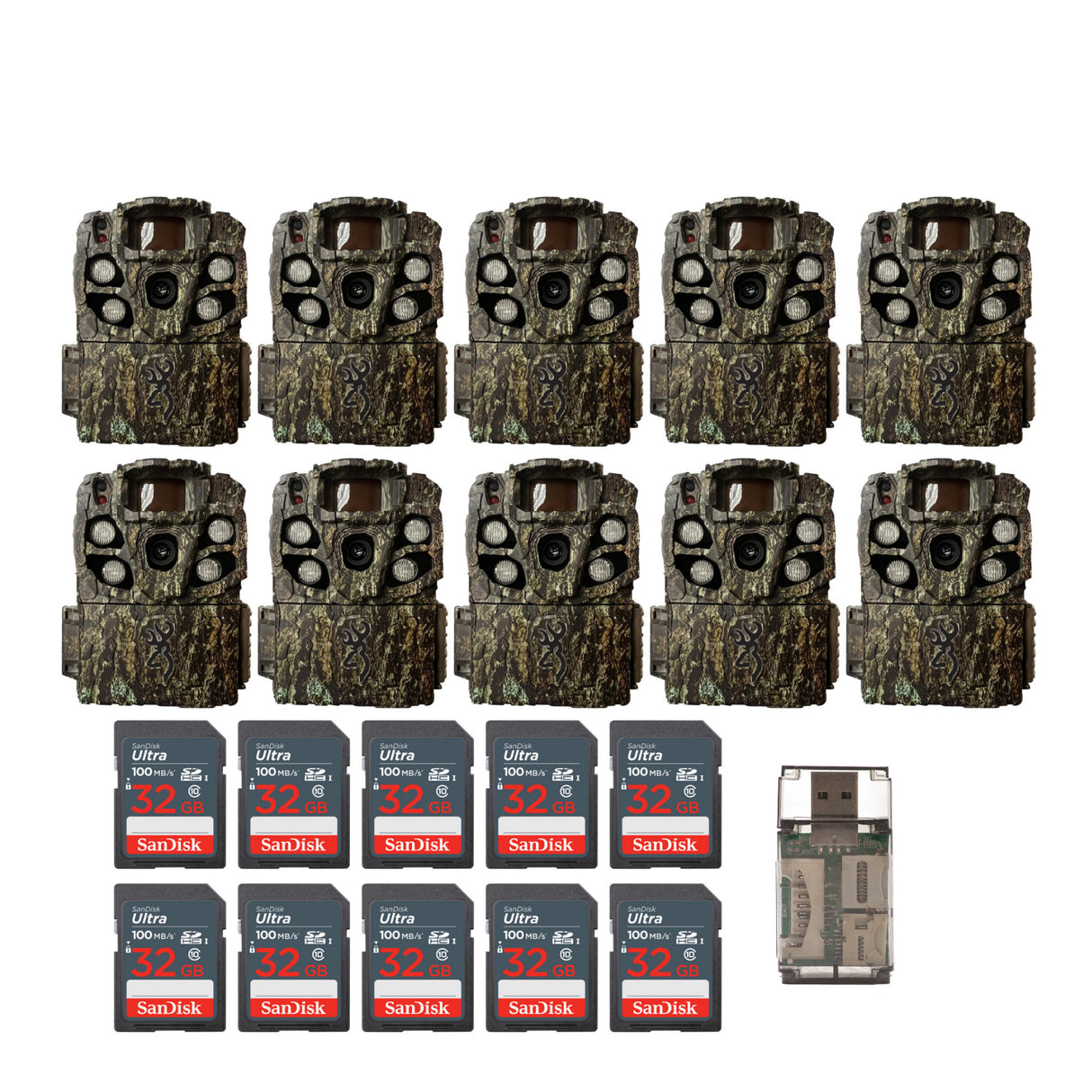 Browning Strike Force Full HD Extreme Trail Camera  with 32 GB SD Card and Card Reader (10-Pack)