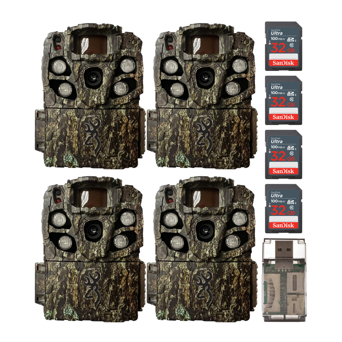 Browning Strike Force Full HD Extreme Trail Camera  with 32 GB SD Card and Card Reader (4-Pack)
