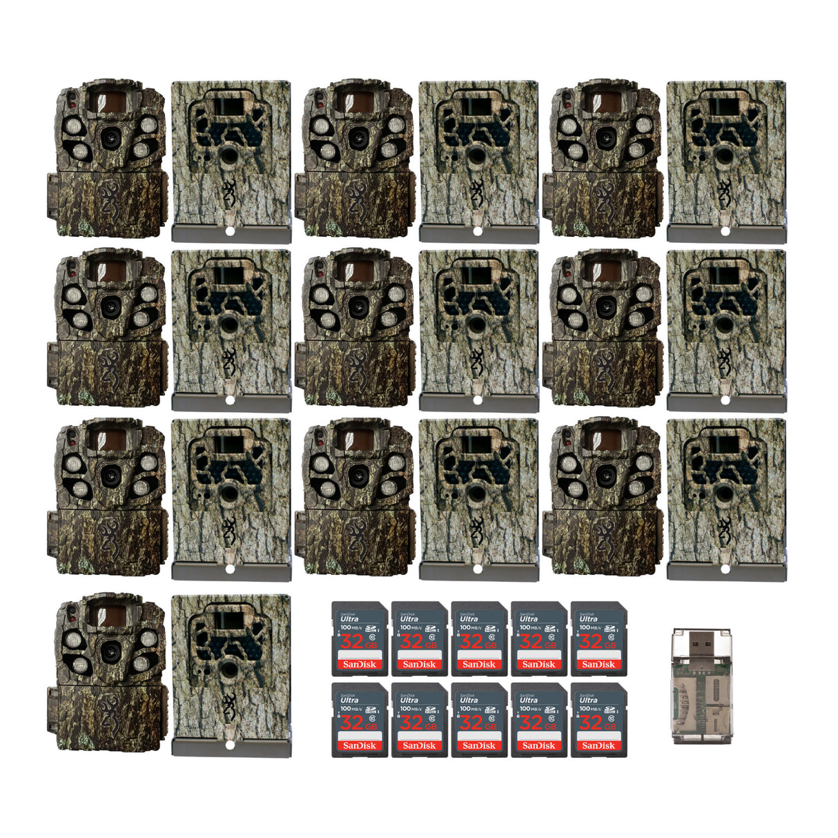 Browning Strike Force Full HD Extreme Trail Camera with Security Box, SD Card Bundle (10-Pack)