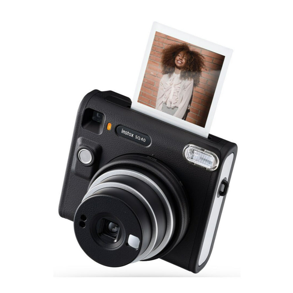 Fujifilm instax SQUARE SQ40 Selfie Mode Easy-To-Operate Camera with Leather Case with Logo (Black)