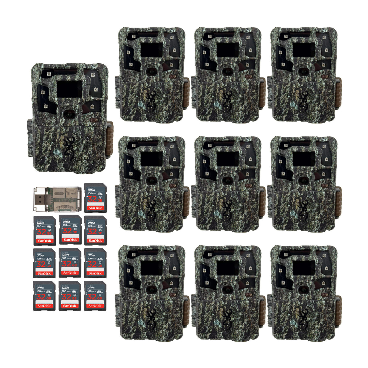 Browning Strike Force Pro X 1080 Trail Camera with 32GB, and SD Card (10-Pack)