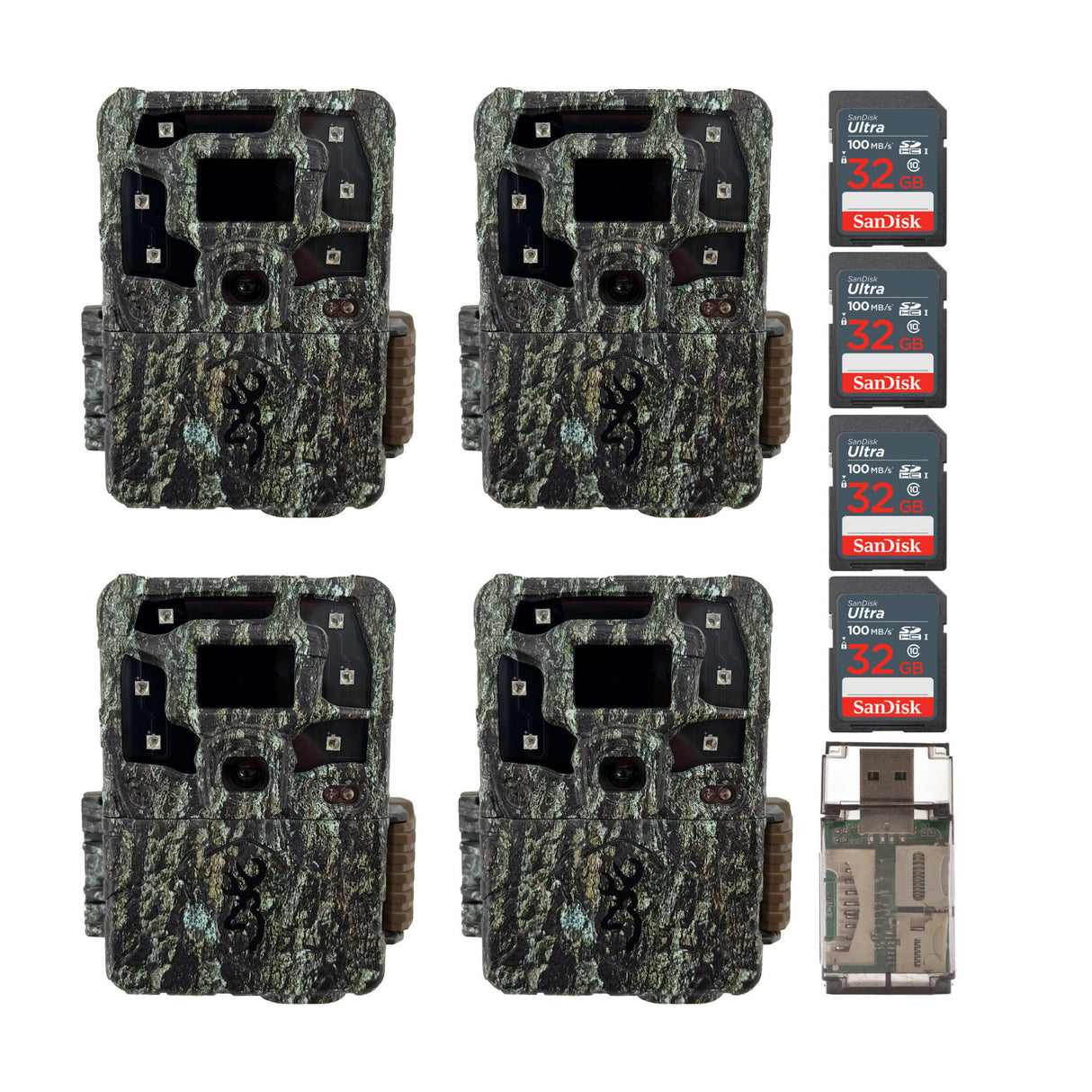 Browning Strike Force Pro X 1080 Trail Camera with 32GB, and SD Card (4-Pack)
