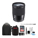 Sigma 16mm f/1.4 DC DN Contemporary Lens for Sony with Accessory Bundle