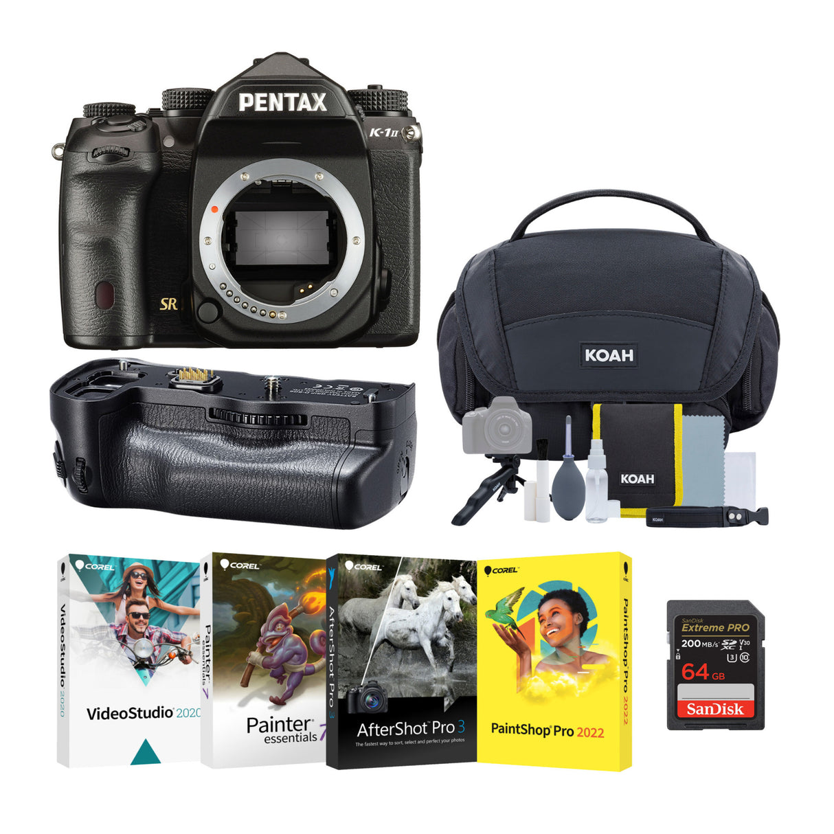 Pentax K-1 Mark II DSLR Camera with D-BG6 Battery Grip, Memory Card, Photo Editing Software Bundle